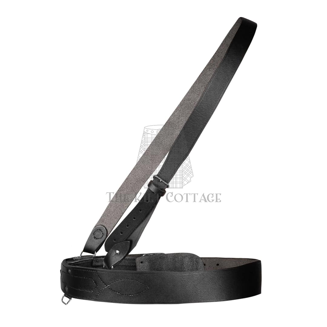 Black Leather Silver Accessories Sam Browne Belt