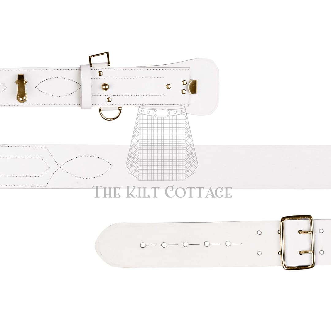 White Leather Gold Accessories Sam Browne Belt