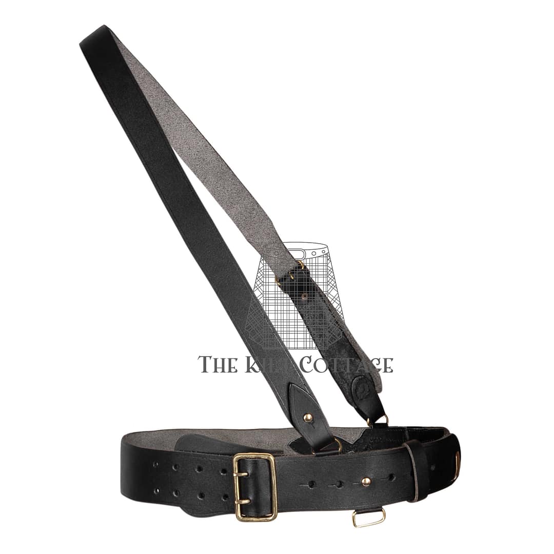 Black Leather Gold Accessories Sam Browne Belt