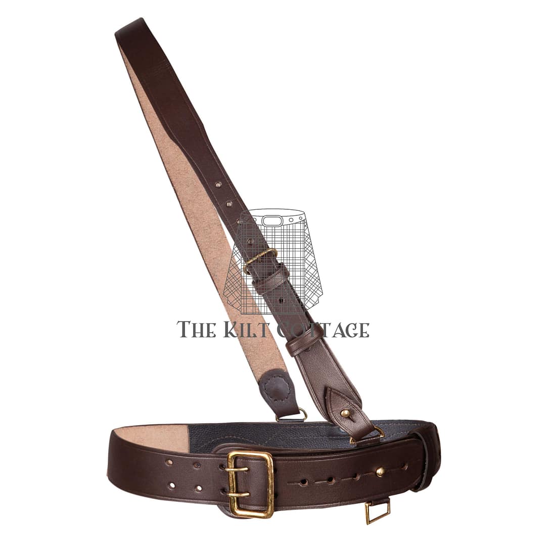 Brown Leather Gold Accessories Sam Browne Belt