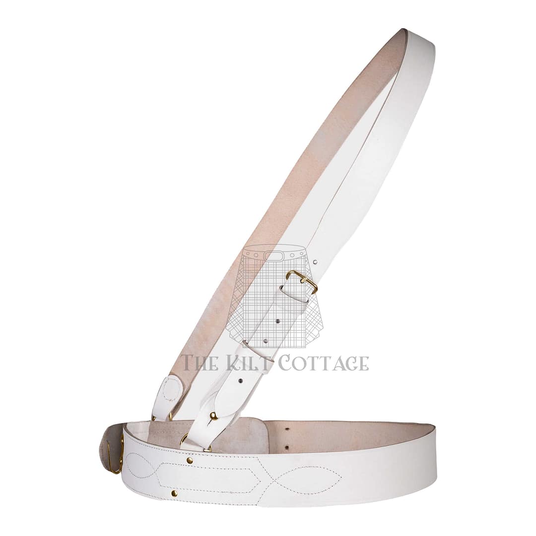 White Leather Gold Accessories Sam Browne Belt