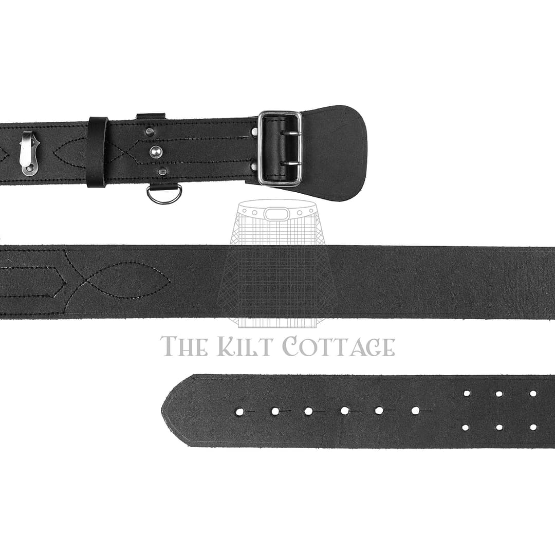 Black Leather Silver Accessories Sam Browne Belt