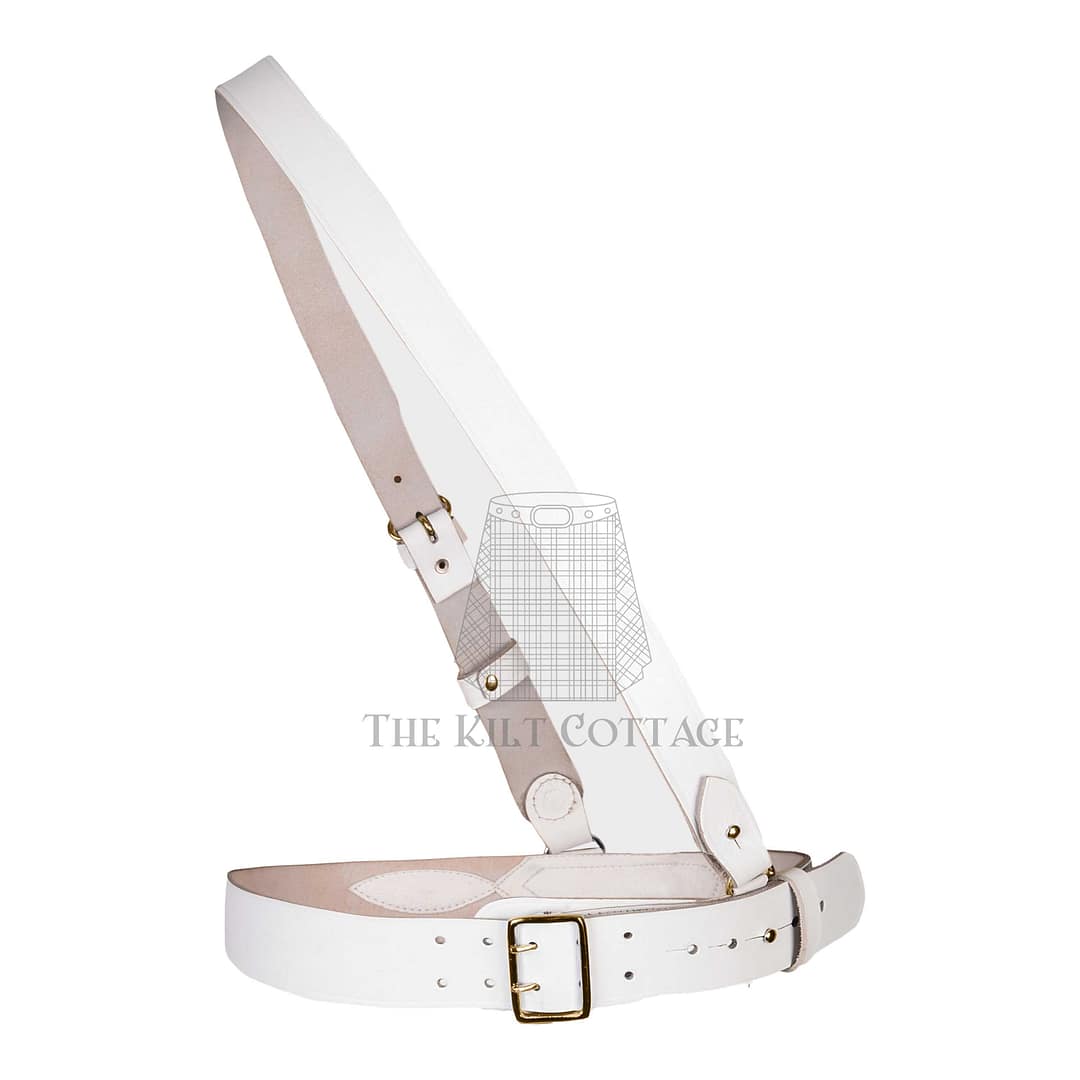 White Leather Gold Accessories Sam Browne Belt