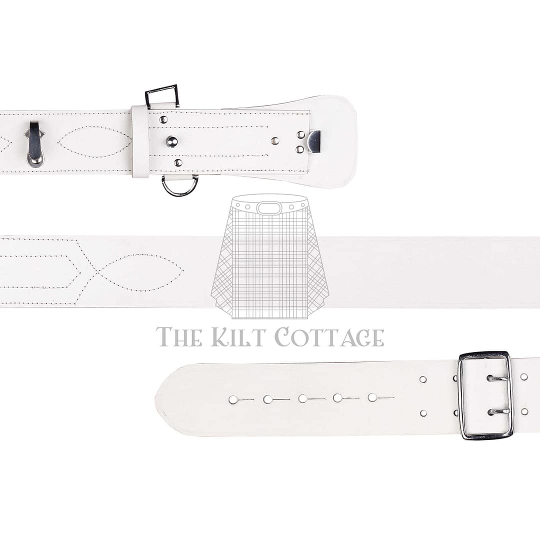 White Leather Silver Accessories Sam Browne Belt