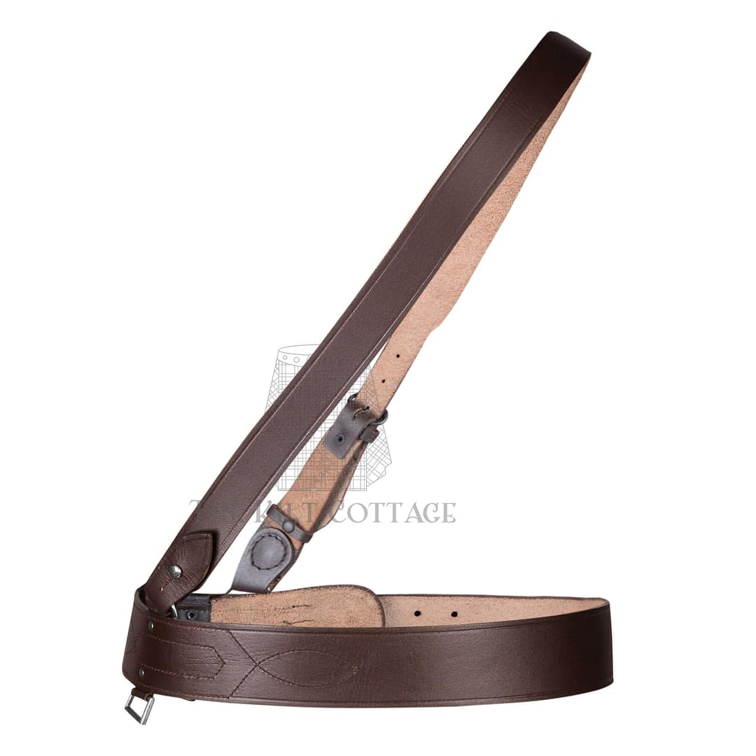 Brown Leather Silver Accessories Sam Browne Belt