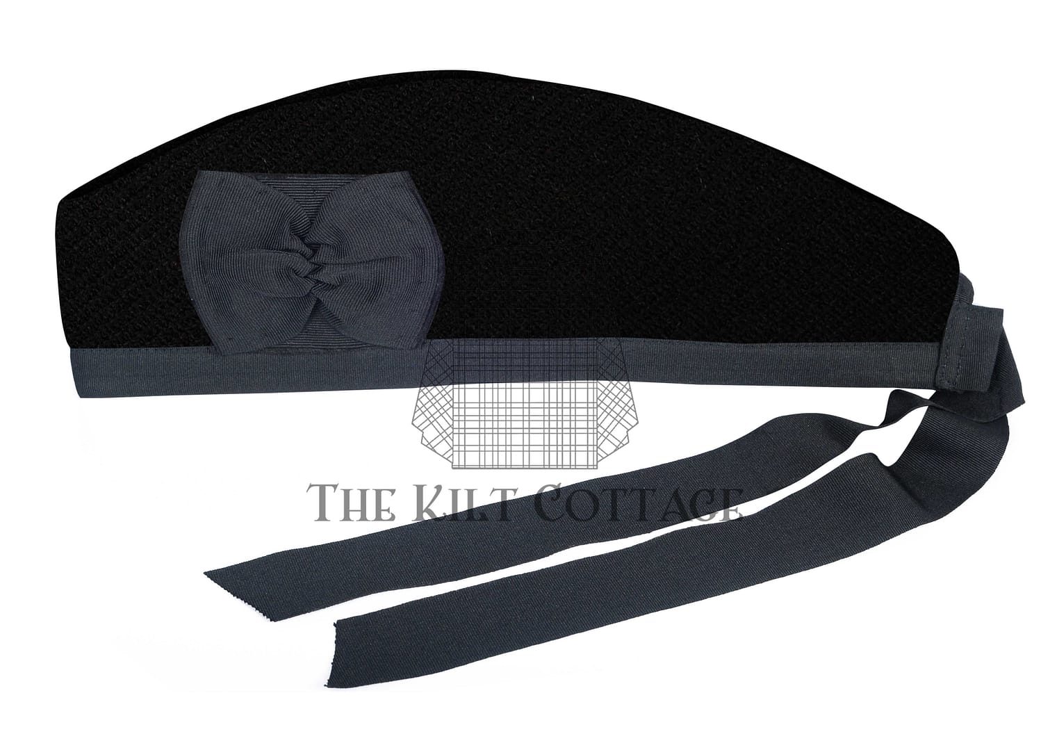 Solid Black Tartan Glengarry Cap