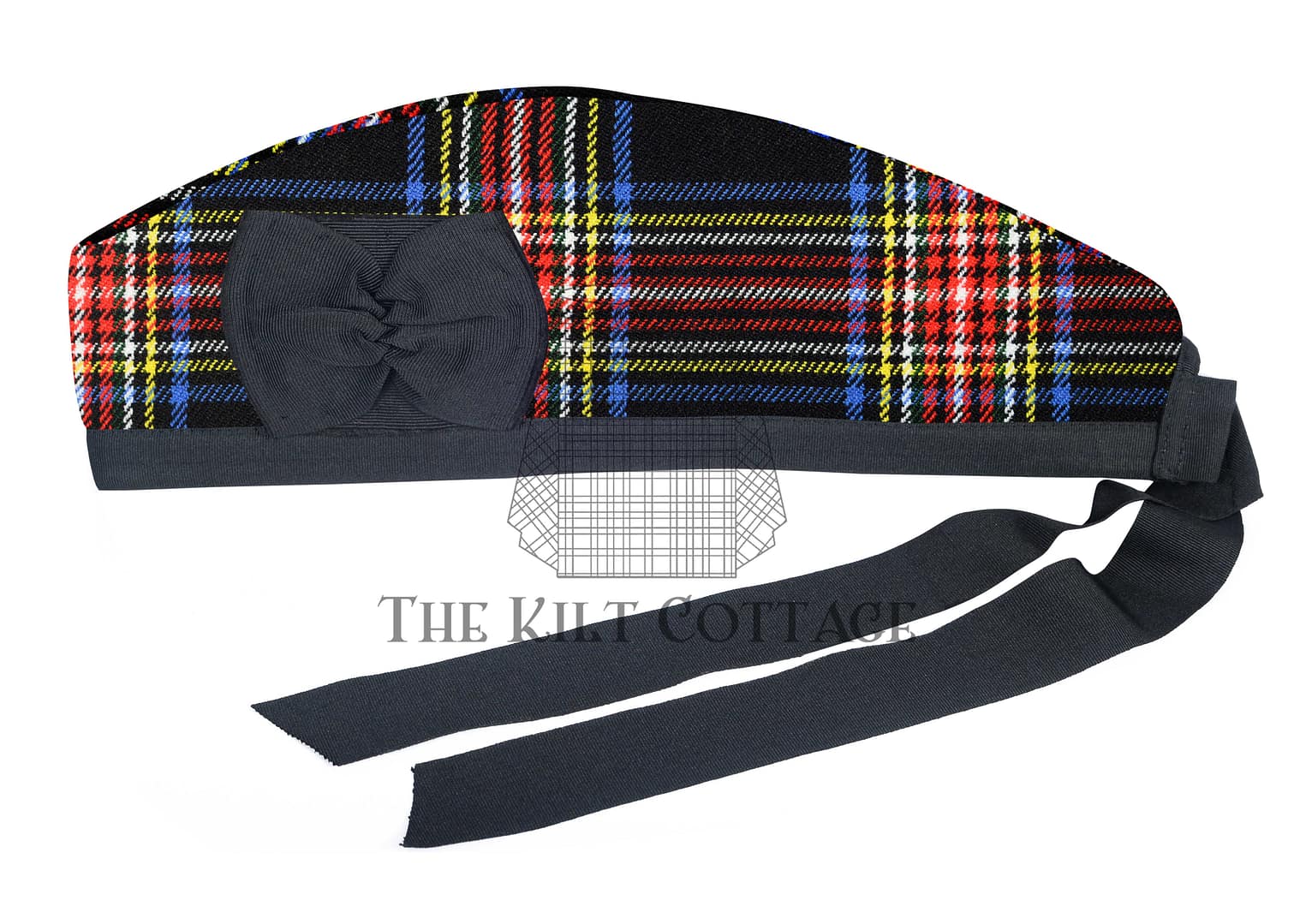 Black Stewart Tartan Glengarry Cap