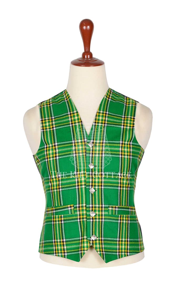 Irish National Tartan 5 Buttons Argyll Waistcoat
