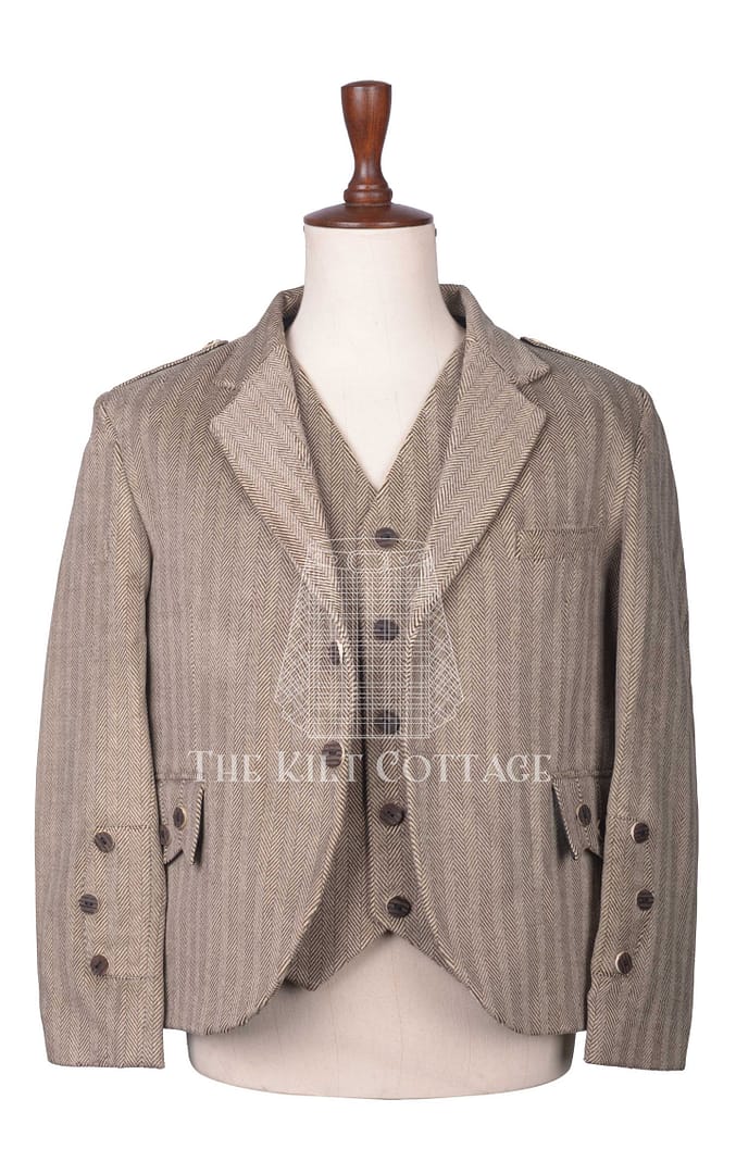 Khaki Sand Tweed Argyll Jacket and Waistcoat Khaki Sand Tweed Argyll Jacket and Waistcoat
