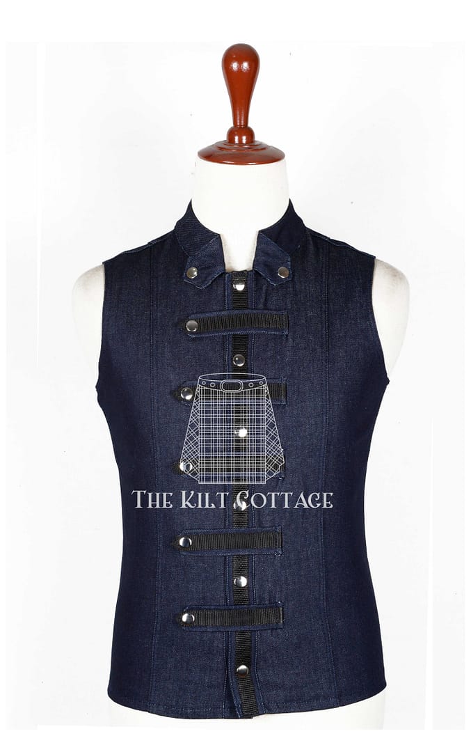 Blue Denim Punk Rock Gothic Vest Blue Denim Punk Rock Gothic Vest