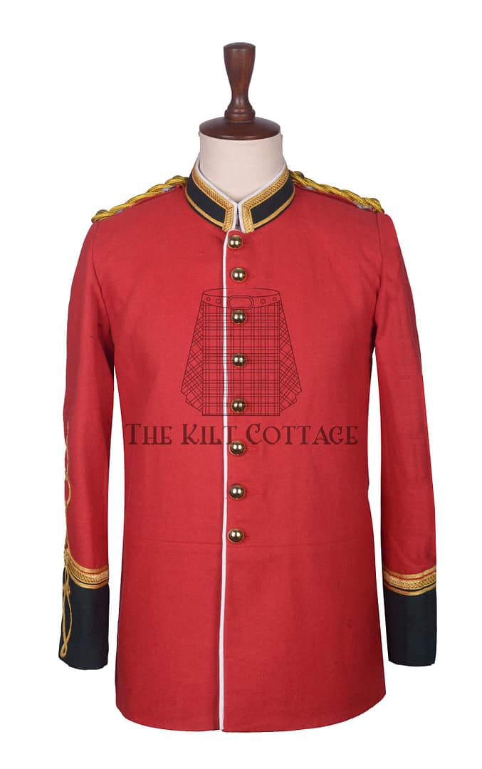 Red Wool Military Officer Tunic Rennaisance Jacket
