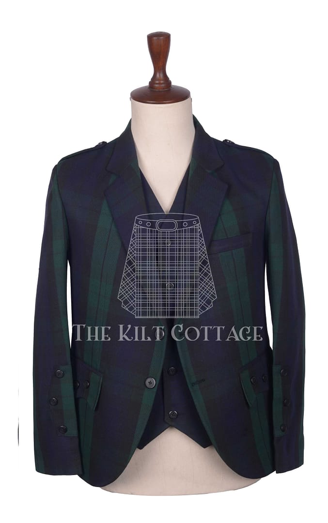 Black Watch Tartan Argyll Jacket and Waistcoat Prodect Description for word press 300 words in active vice