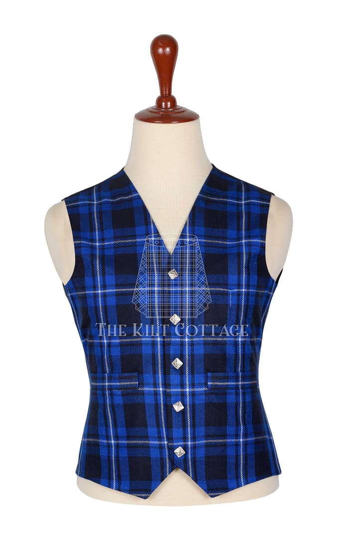 Ramsay Blue Tartan 5 Buttons Argyll Waistcoat