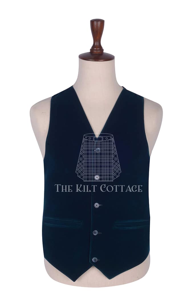 Sea Green Velvet 5 Buttons Argyll Waistcoat Sea Green Velvet 5 Buttons Argyll Waistcoat