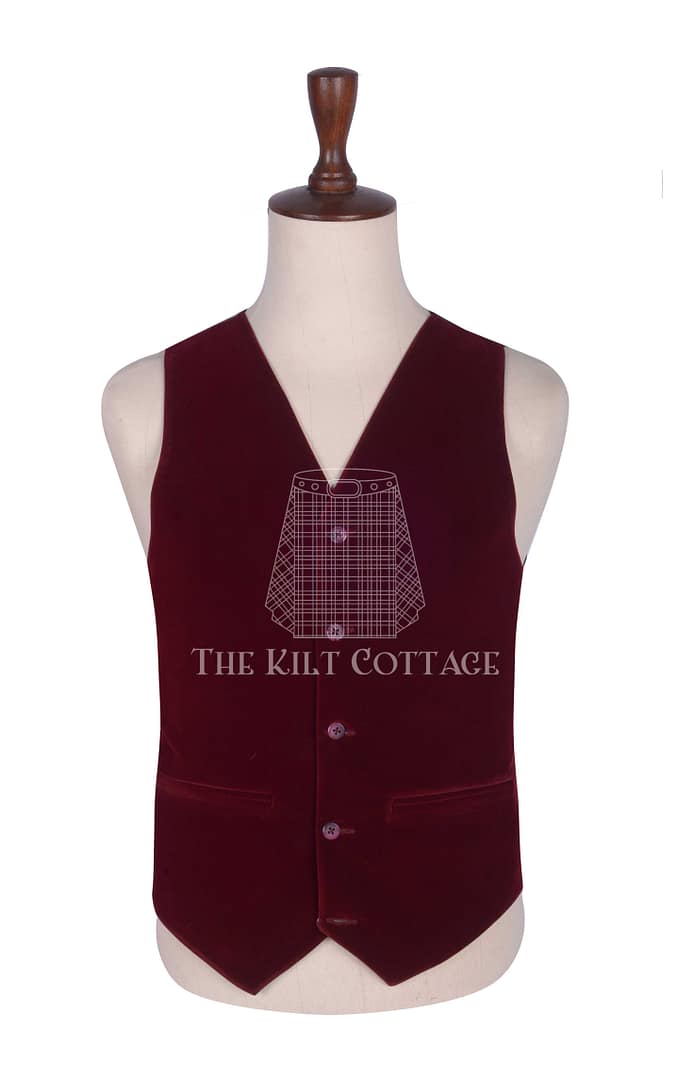 Vine Red Velvet 5 Buttons Argyll Waistcoat Vine Red Velvet 5 Buttons Argyll Waistcoat