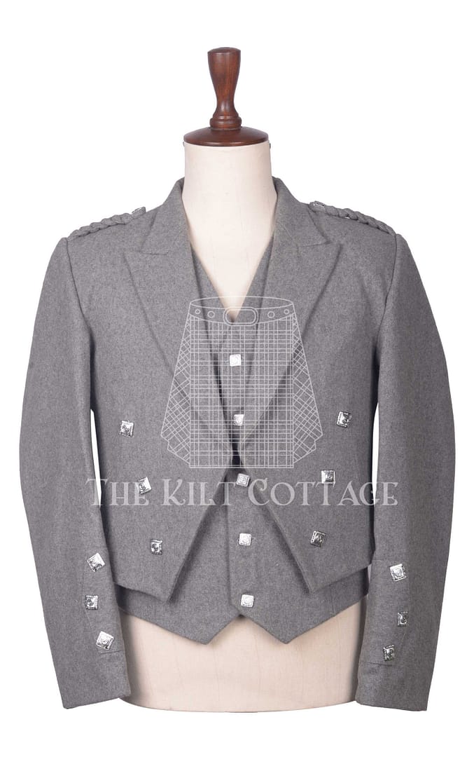 Gray Wool Prince Charlie Jacket and Waistcoat Gray Wool Prince Charlie Jacket and Waistcoat