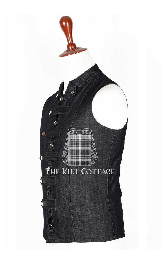 Black Denim Punk Rock Gothic Vest