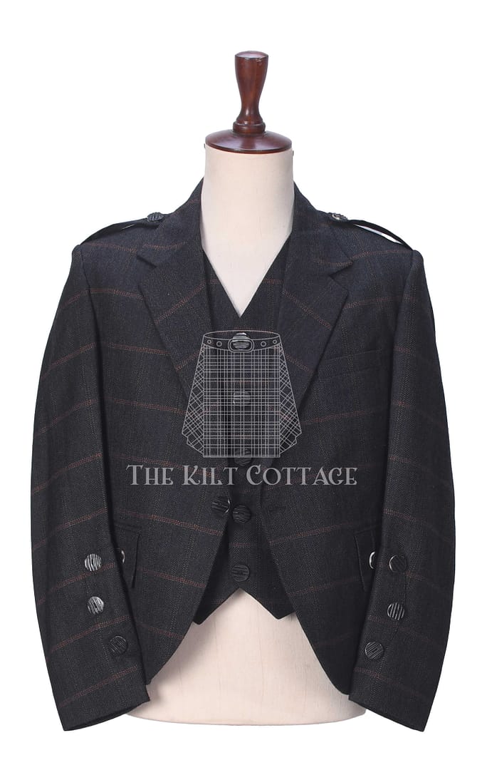 Charcoal Gray Plaid Tweed Jacket and Waistcoat