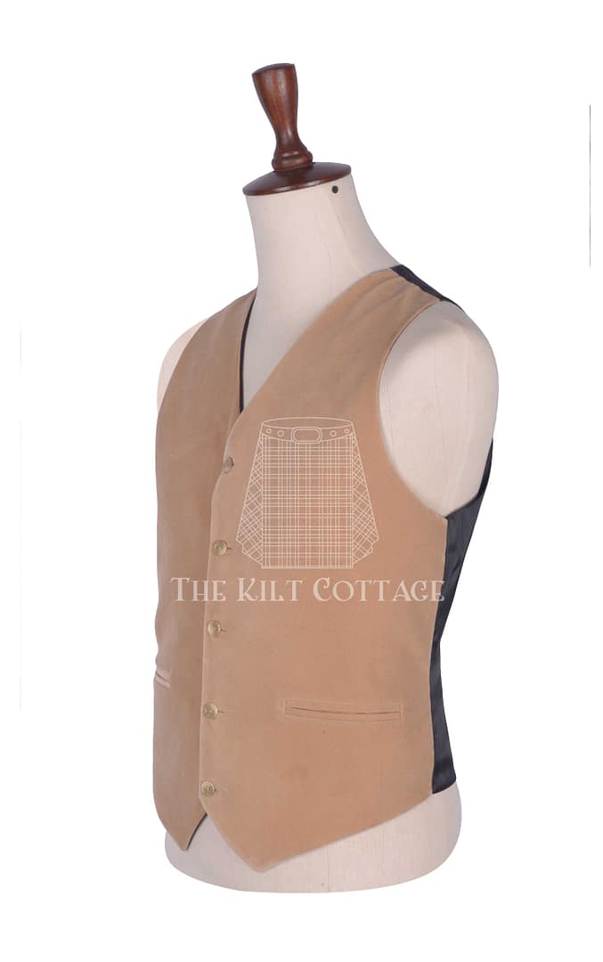 Tan Velvet 5 Buttons Argyll Waistcoat