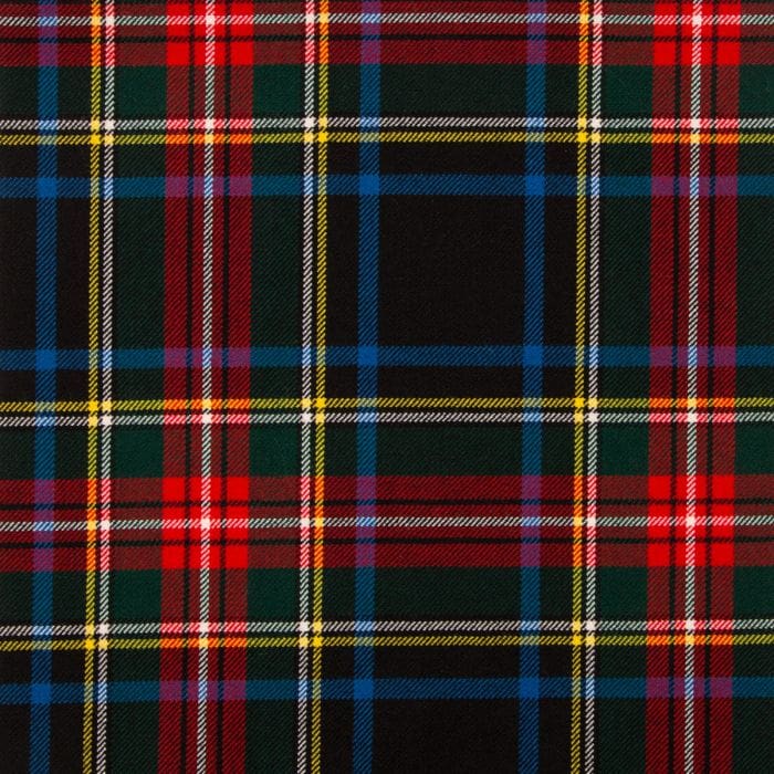 Stewart Black Modern Tartan Fabric