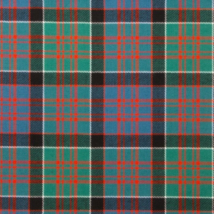 MacDonald of the Isles Hunting Modern Lightweight Tartan is a green-based tartan with shades of blue. Woven using 100% Pure New Acrylic Wool this tartan is available for made to measure products, accessories, soft furnishings and craft projects. Made here in our mill in Selkirk, Scotland. MacDonald of the Isles Somerled of the Isles, founder of Clan Donald, expelled the Norsemen from the Isles in the 12th century. He was killed in 1164 when engaged in the battle against King Malcolm IV. John, son of Angus Og, who supported Robert the Bruce, took the title of "Lord of the Isles.