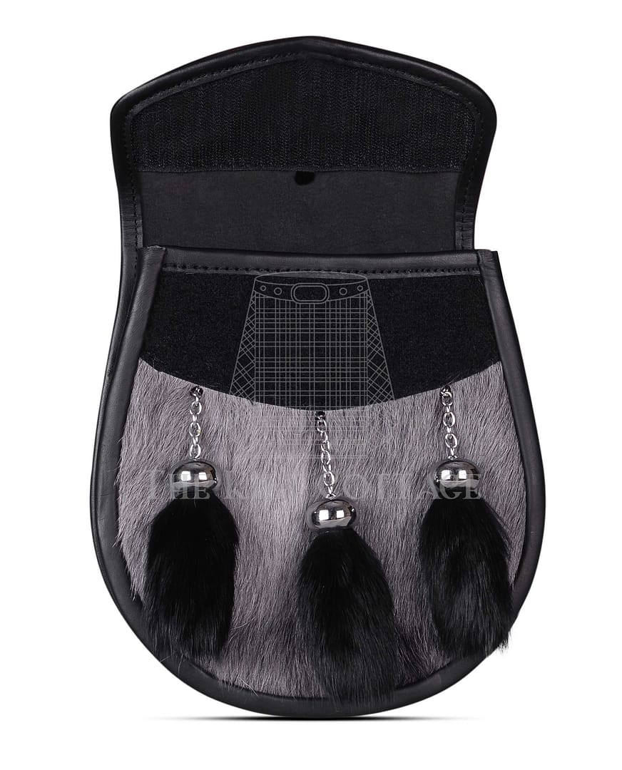 Grey Black Rabbit Fur Semi Dress Sporran