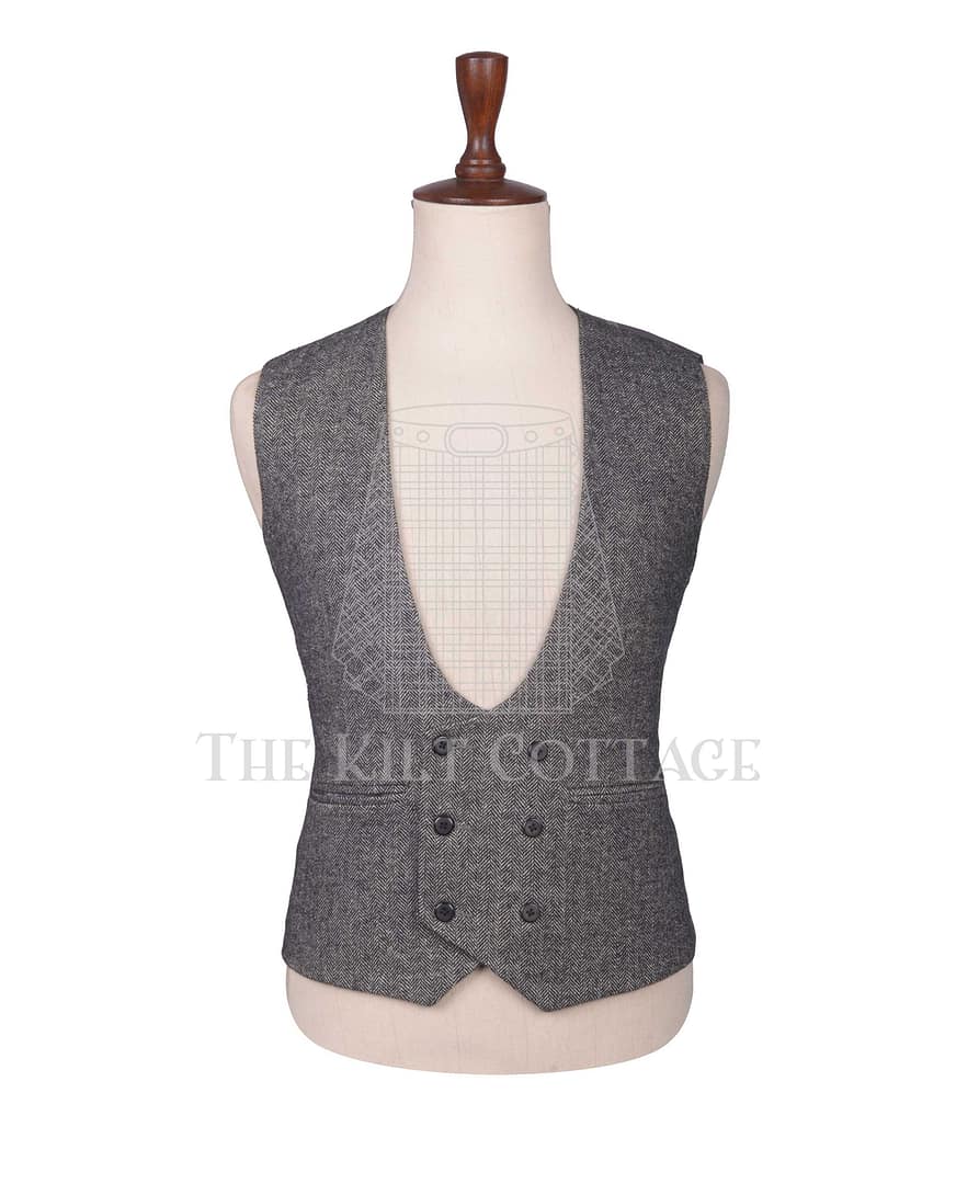 Brown Tweed Double Breasted Kilt Waistcoat