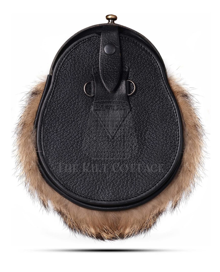 Brass Highland Cow Coyote Fur Full Dress Sporran