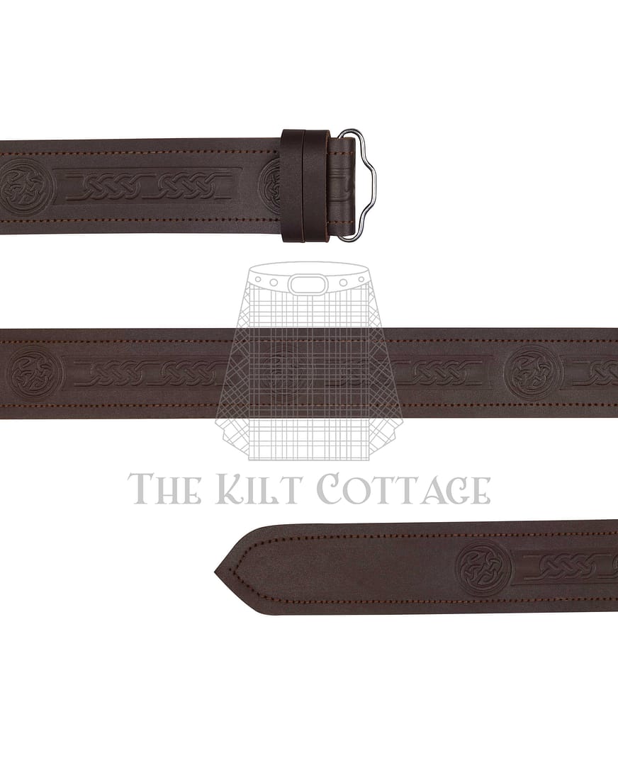 Celtic Knots and Circle Embossed Brown Belt
