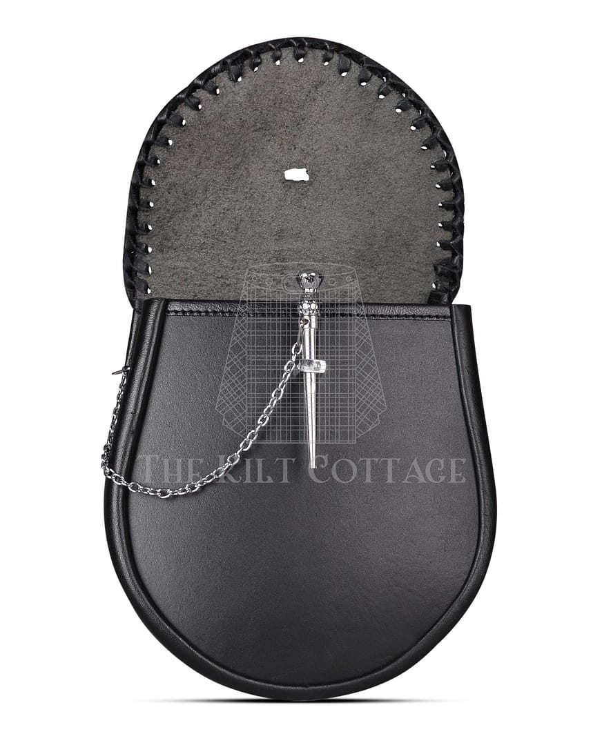 Black Leather Pin Lock Plain Day Sporran