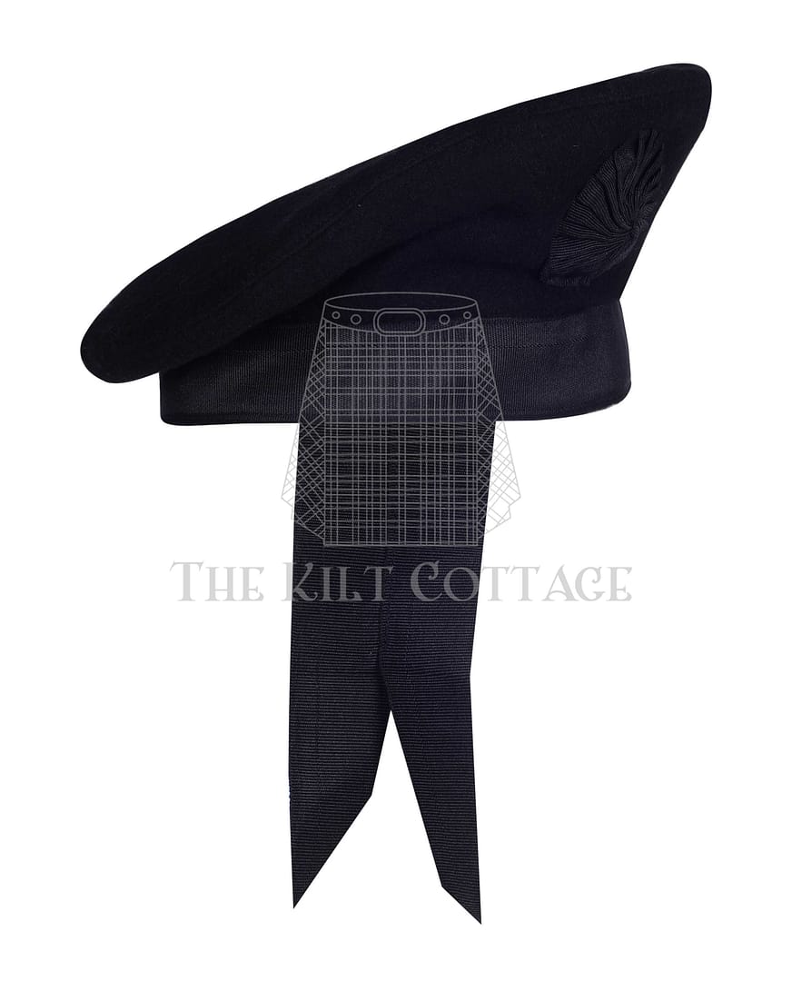 Black Wool Plain Balmoral Cap