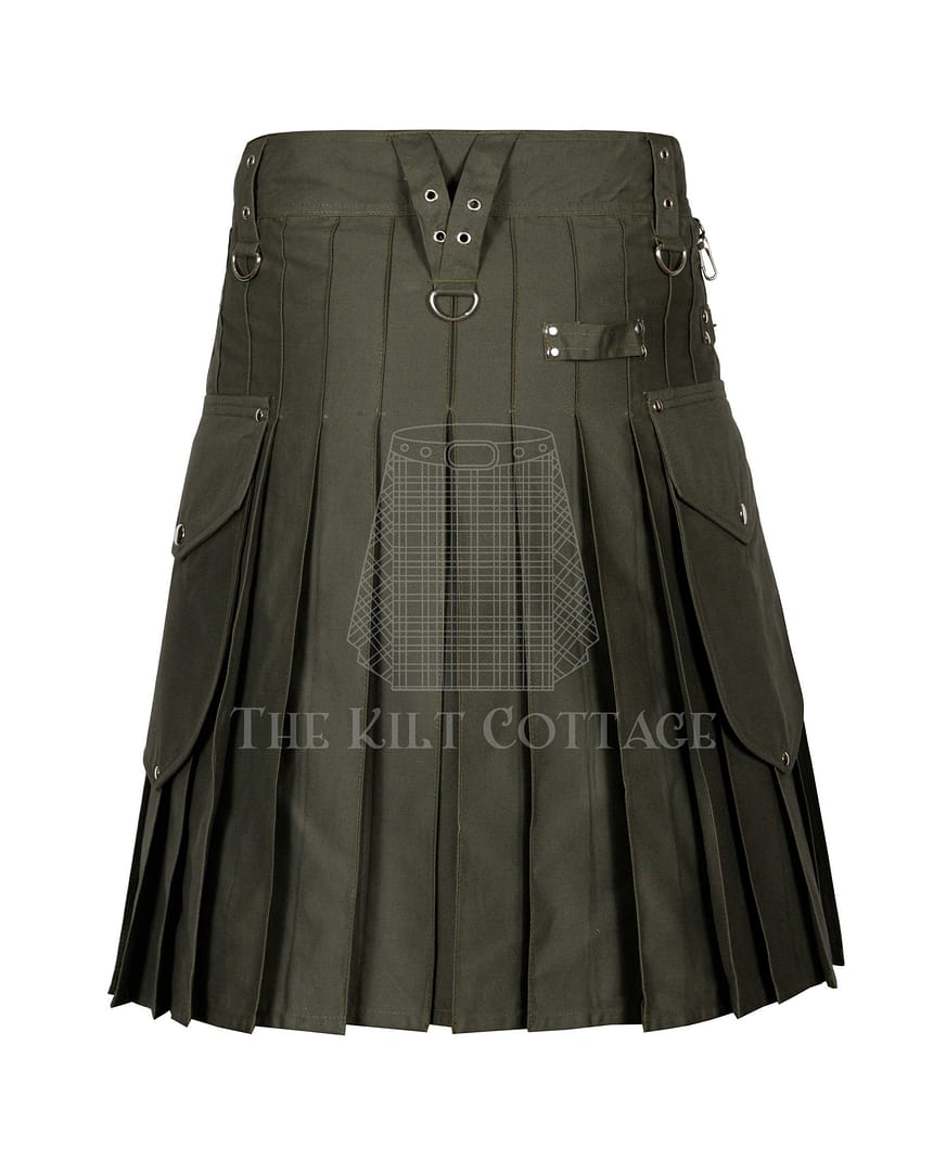 Olive Green Cotton Utility Kilt