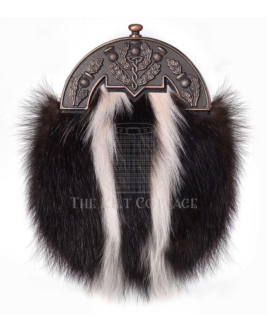 Bronze Thistle Skunk Fur Full Dress Sporran Bronze Thistle Skunk Fur Full Dress Sporran