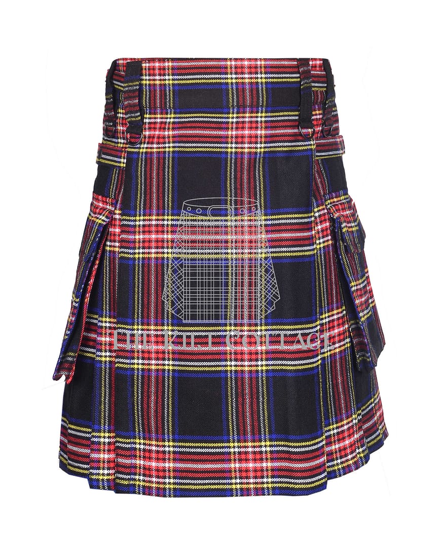 Black Stewart Tartan Utility Kilt