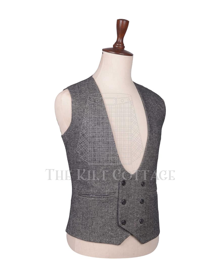 Brown Tweed Double Breasted Kilt Waistcoat