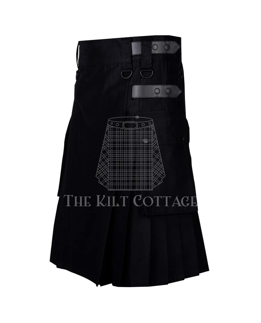 Black Cotton Utility Kilt