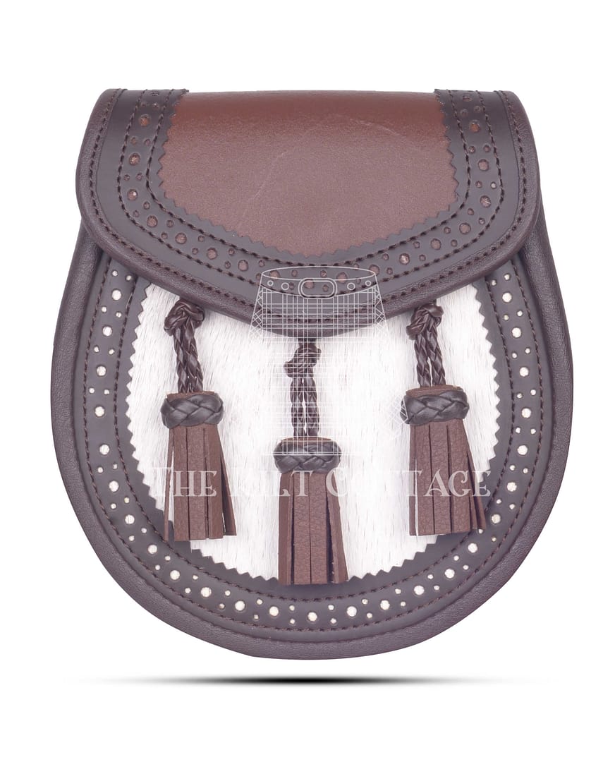Brown Leather White Hunting Sporran Brown Leather White Hunting Sporran