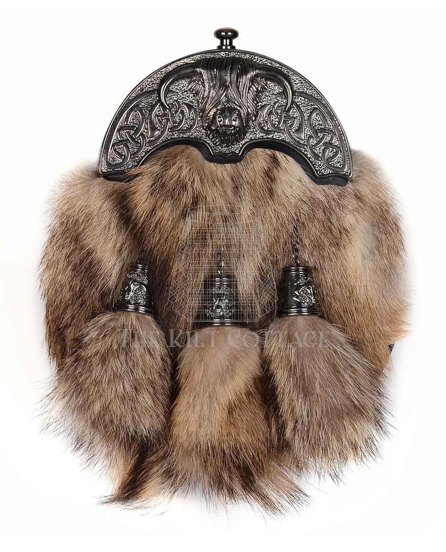 Nickle Brushed Highland Cow Coyote Fur Full Dress Sporran