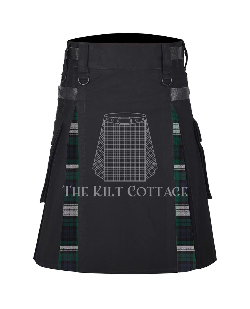 Black Watch Tartan Black Cotton Hybrid Utility Kilt