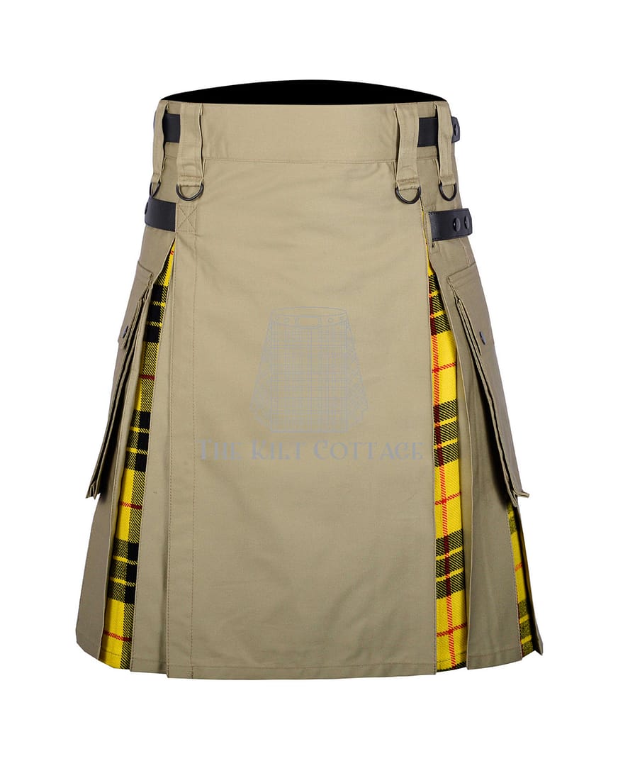 Khaki Cotton Macleod of Lewis Tartan Hybrid Kilt