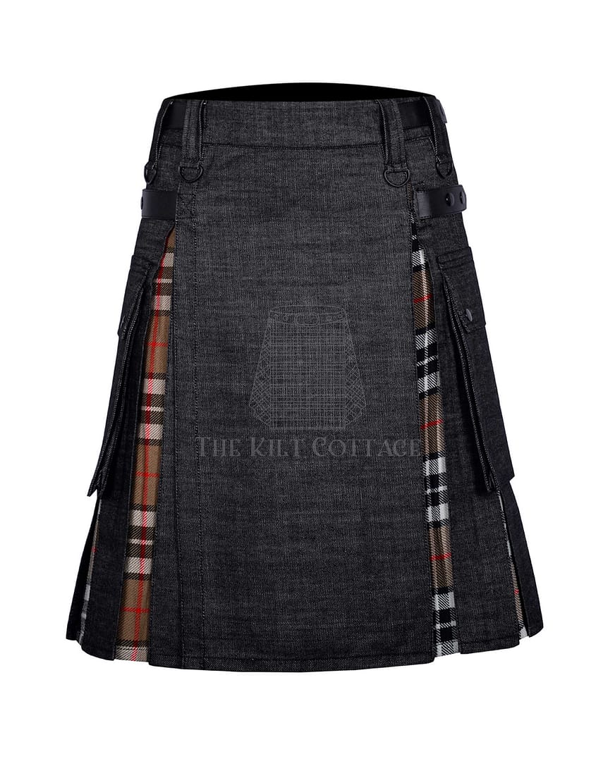 Black Denim Camel of Thomson Tartan Hybrid Kilt