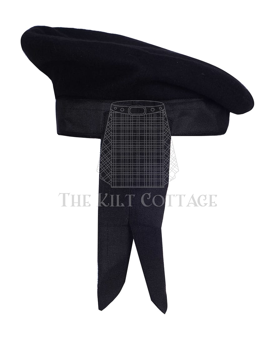Black Wool Plain Balmoral Cap