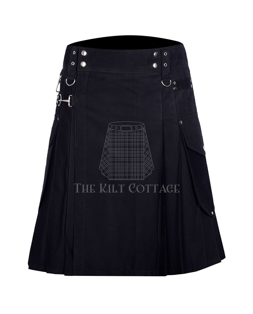 Black Cotton Utility Kilt