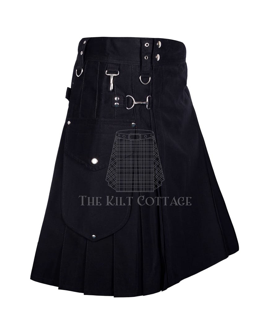Black Cotton Utility Kilt
