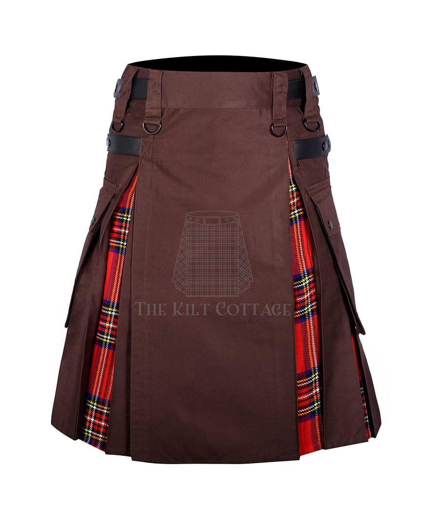 Brown Cotton Royal Stewart Tartan Hybrid Kilt