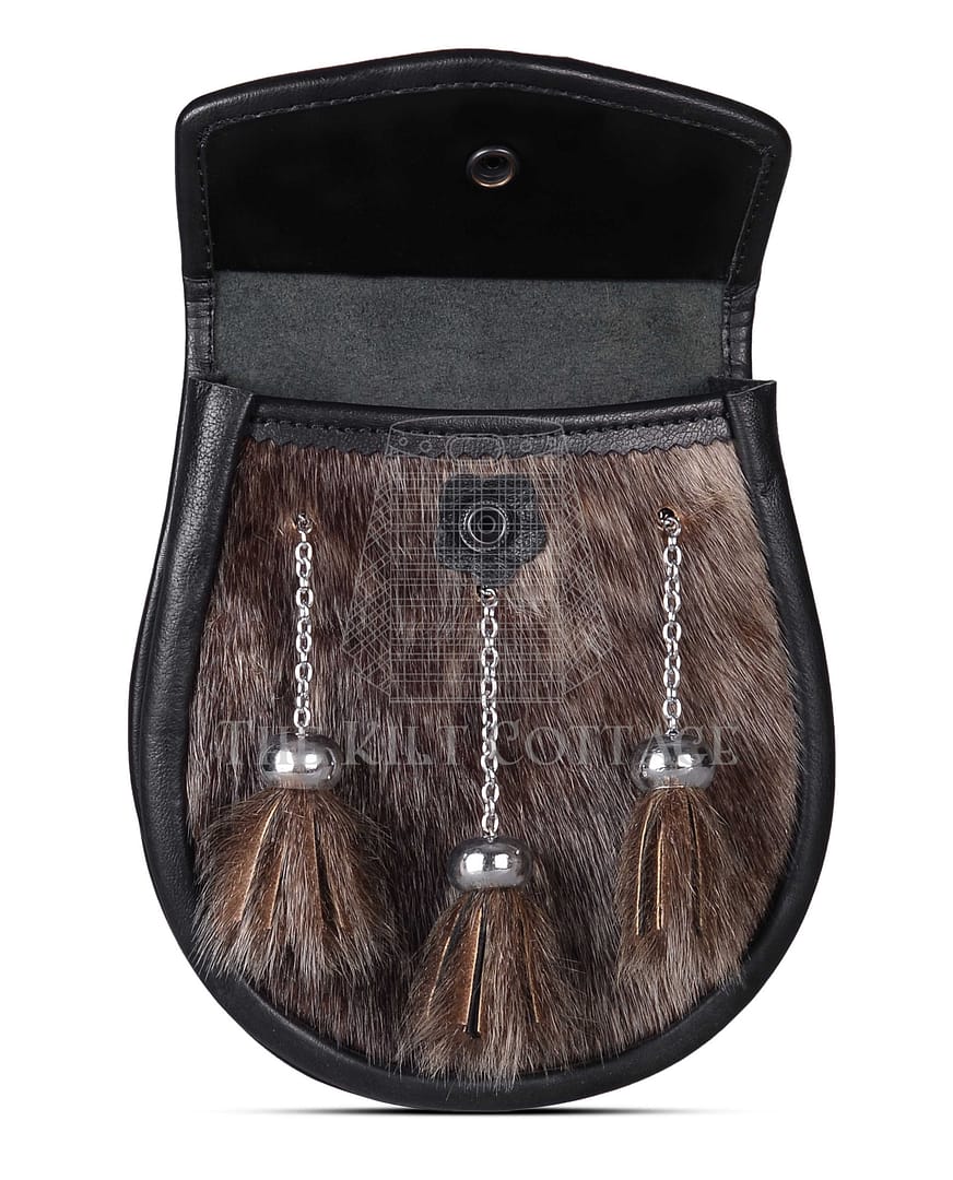 Brown Seal Fur Semi Dress Embossed Semi Dress Sporran