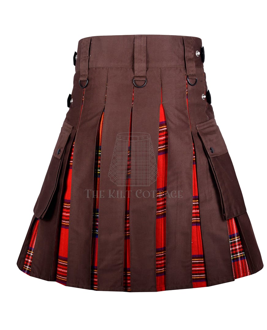 Brown Cotton Royal Stewart Tartan Hybrid Kilt