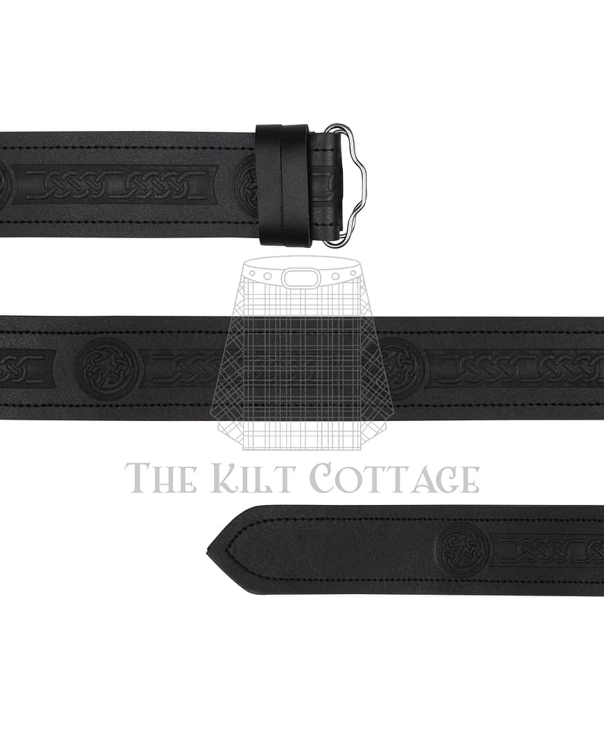 Endless Celtic Knots and Circle Embossed Kilt Belt