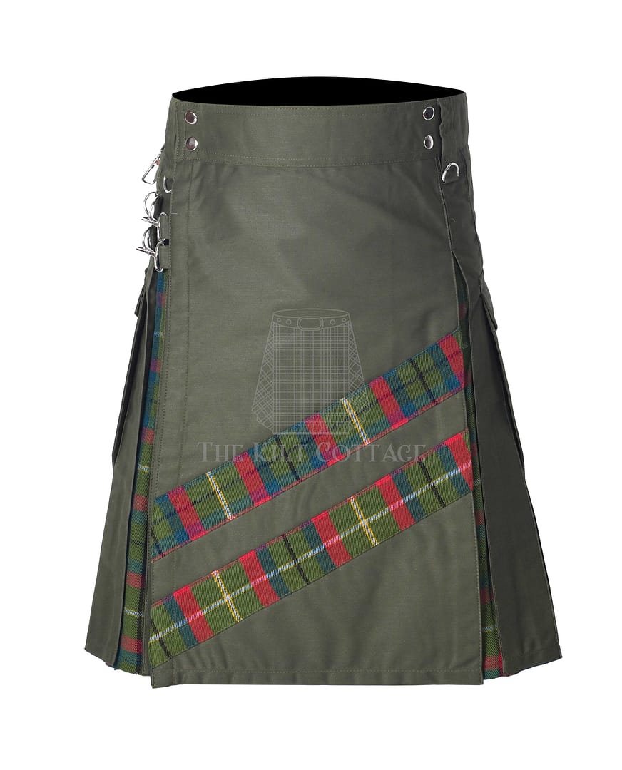 Olive Green Cotton County Mayo Tartan Hybrid Kilt