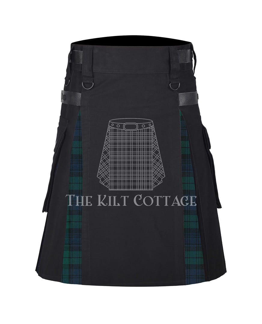 Black Watch Tartan Black Cotton Hybrid Utility Kilt